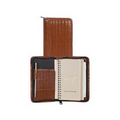 Croco Embossed Leather 3 Way Zipper Pocket Weekly Planner w/ Tel. Address Book